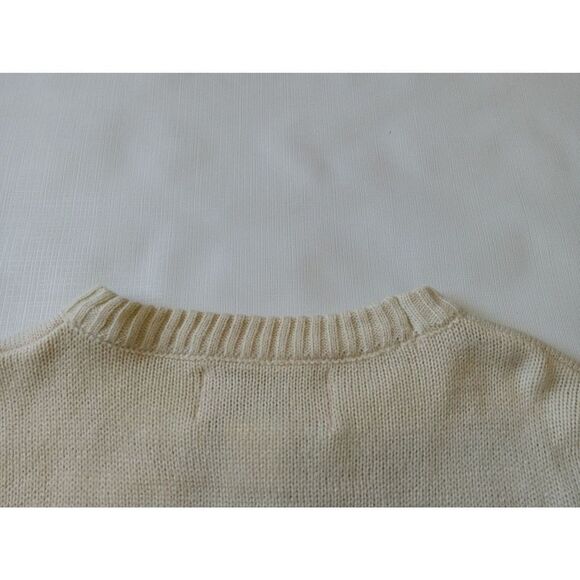 Women's Beige Tight Knit Falalallama Llama Ugly Christmas Sweater Size Medium - Picture 10 of 12